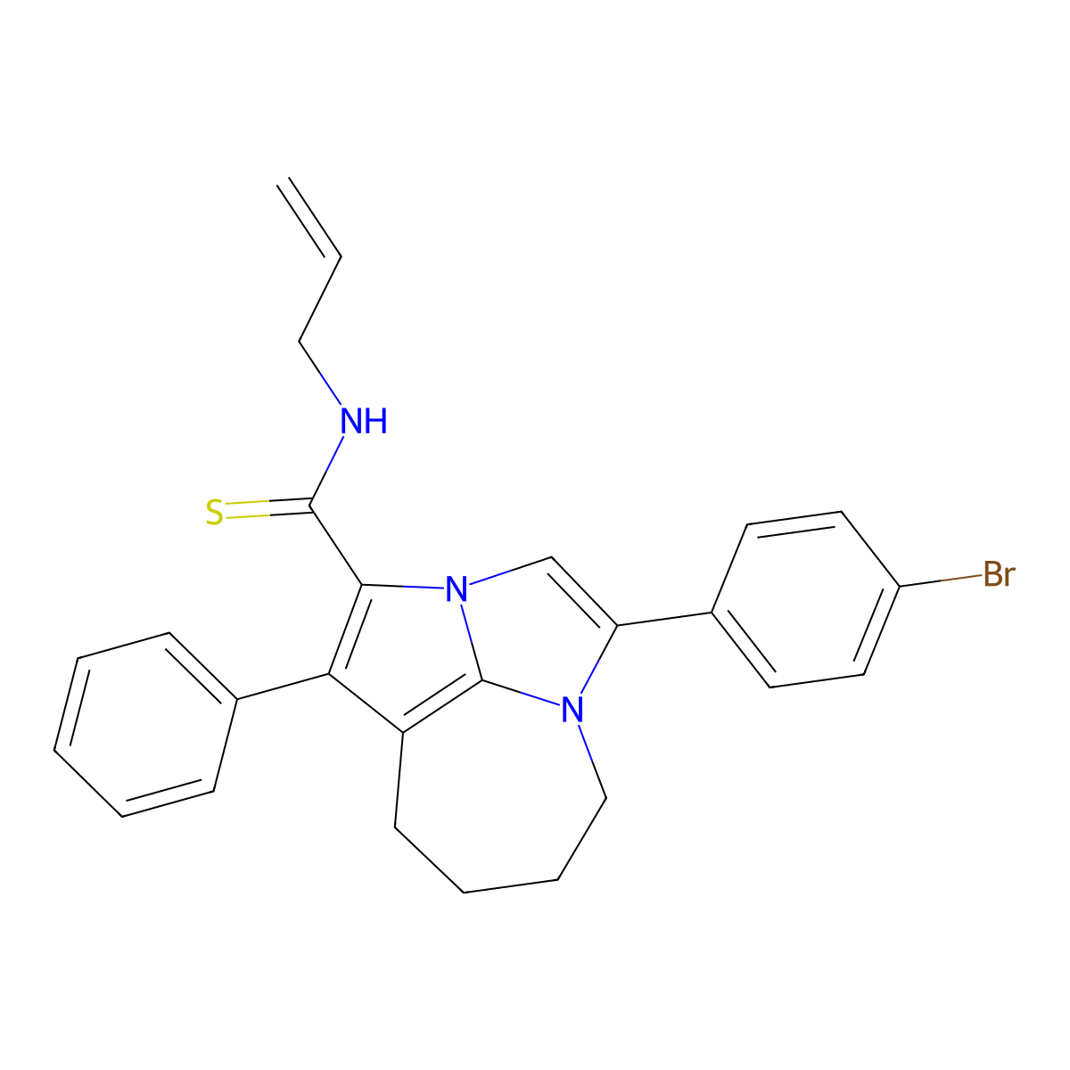 N-allyl-4-(4-bromophenyl)-1-phenyl-5,6,7,8-tetrahydro-2a,4a-diazacyclopenta[cd]azulene-2-carbothioamide molecular structure, CAS 300568-57-4