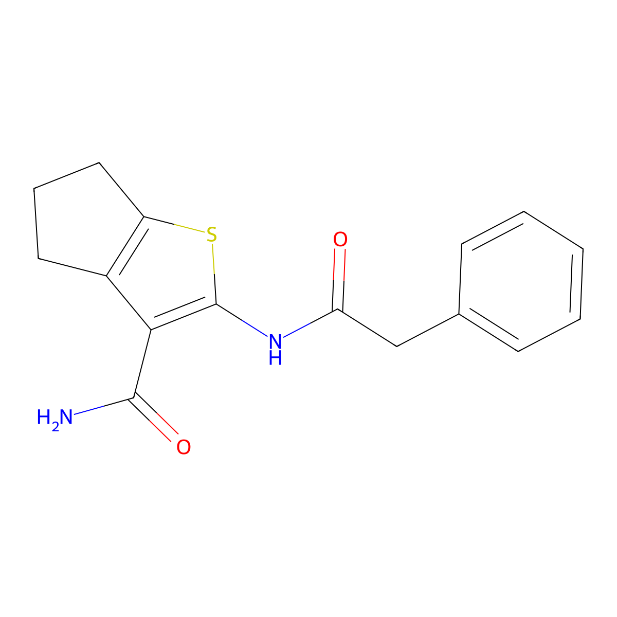 2-[(phenylacetyl)amino]-5,6-dihydro-4H-cyclopenta[b]thiophene-3-carboxamide molecular structure, CAS 300568-95-0