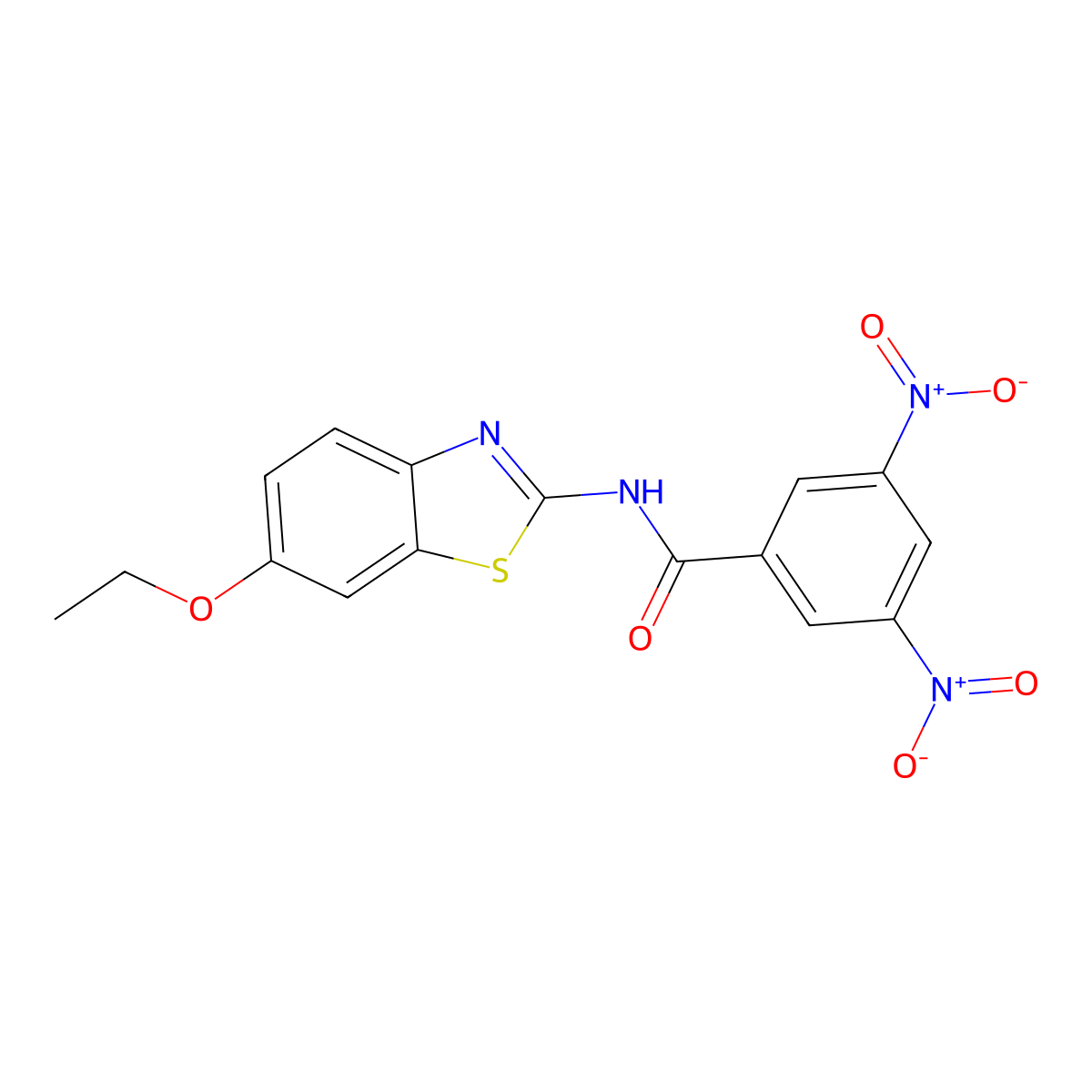 N-(6-ethoxy-1,3-benzothiazol-2-yl)-3,5-dinitrobenzamide molecular structure, CAS 300569-06-6