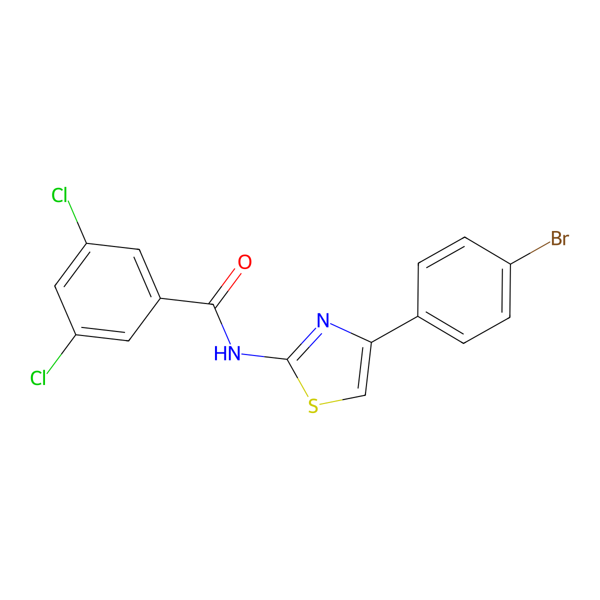 N-[4-(4-bromophenyl)-1,3-thiazol-2-yl]-3,5-dichlorobenzamide molecular structure, CAS 300569-20-4