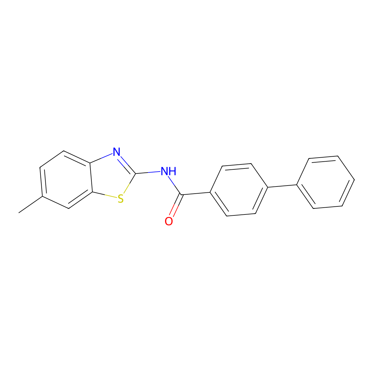 N-(6-methyl-1,3-benzothiazol-2-yl)-4-phenylbenzamide molecular structure, CAS 300569-34-0