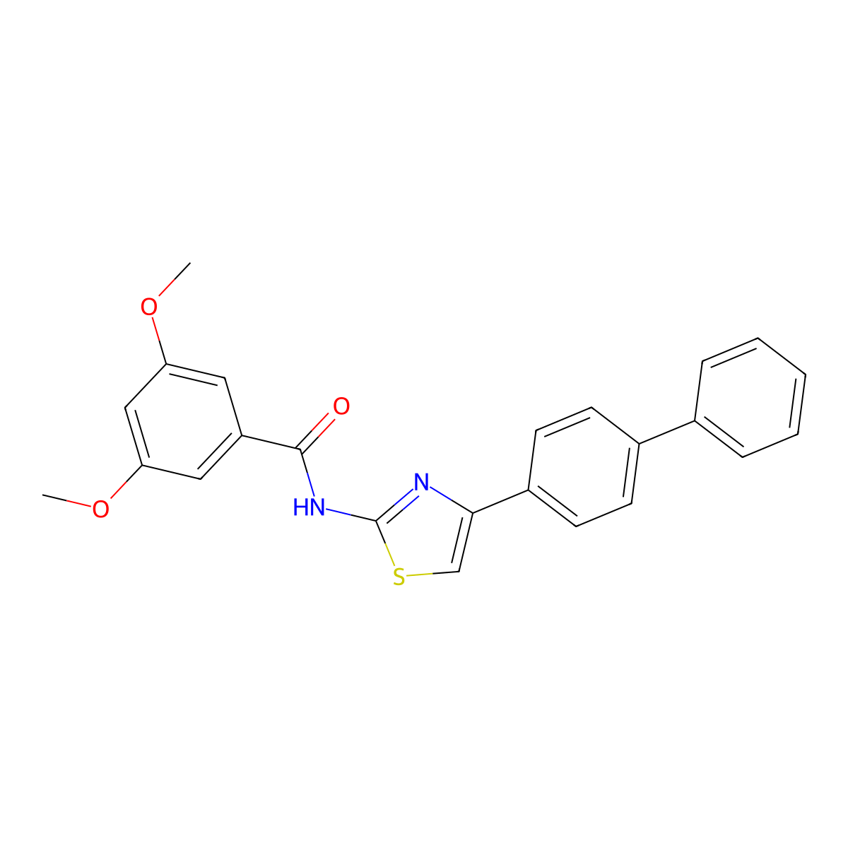 N-(4-([1,1'-biphenyl]-4-yl)thiazol-2-yl)-3,5-dimethoxybenzamide molecular structure, CAS 300569-39-5