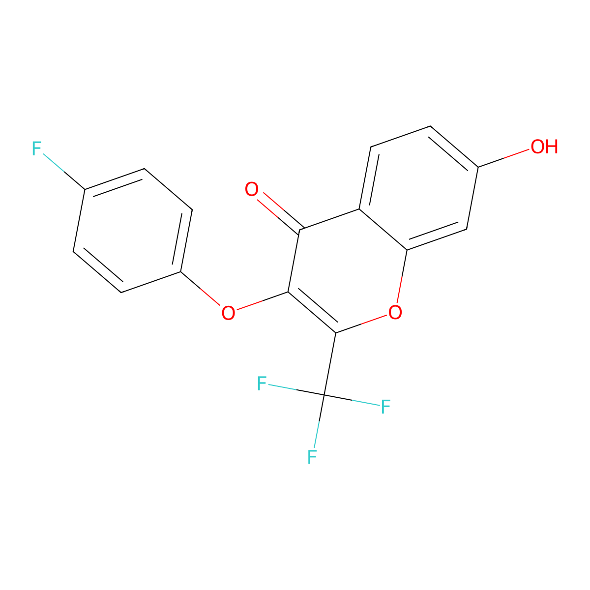 3-(4-Fluorophenoxy)-7-hydroxy-2-(trifluoromethyl)-4H-chromen-4-one molecular structure, CAS 300569-43-1