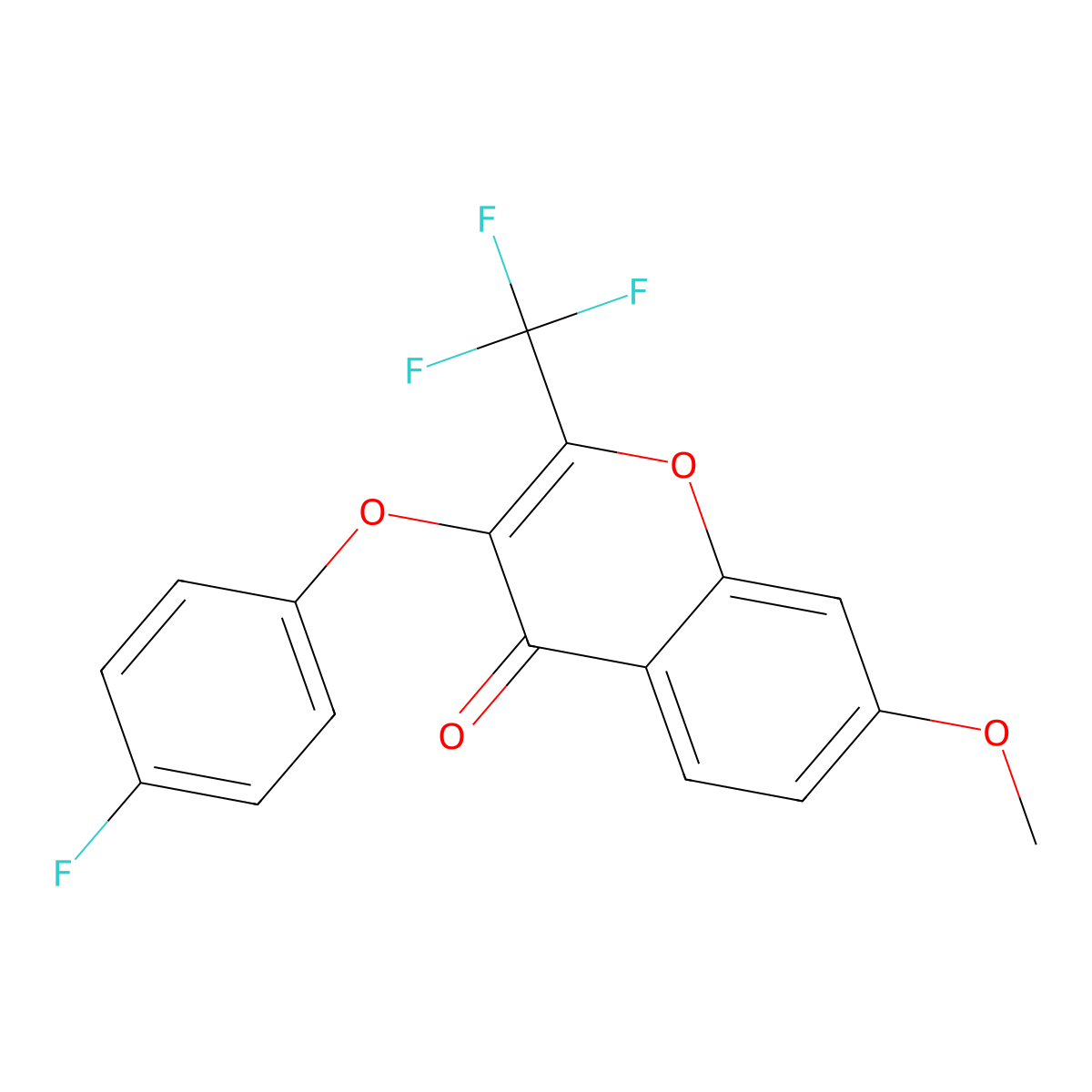 3-(4-Fluorophenoxy)-7-methoxy-2-(trifluoromethyl)-4H-chromen-4-one molecular structure, CAS 300569-48-6