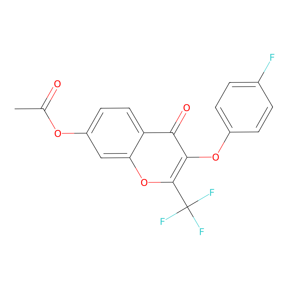 3-(4-fluorophenoxy)-4-oxo-2-(trifluoromethyl)-4H-chromen-7-yl acetate molecular structure, CAS 300569-56-6