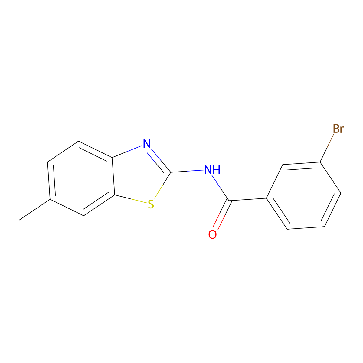 3-bromo-N-(6-methyl-1,3-benzothiazol-2-yl)benzamide molecular structure, CAS 300569-88-4
