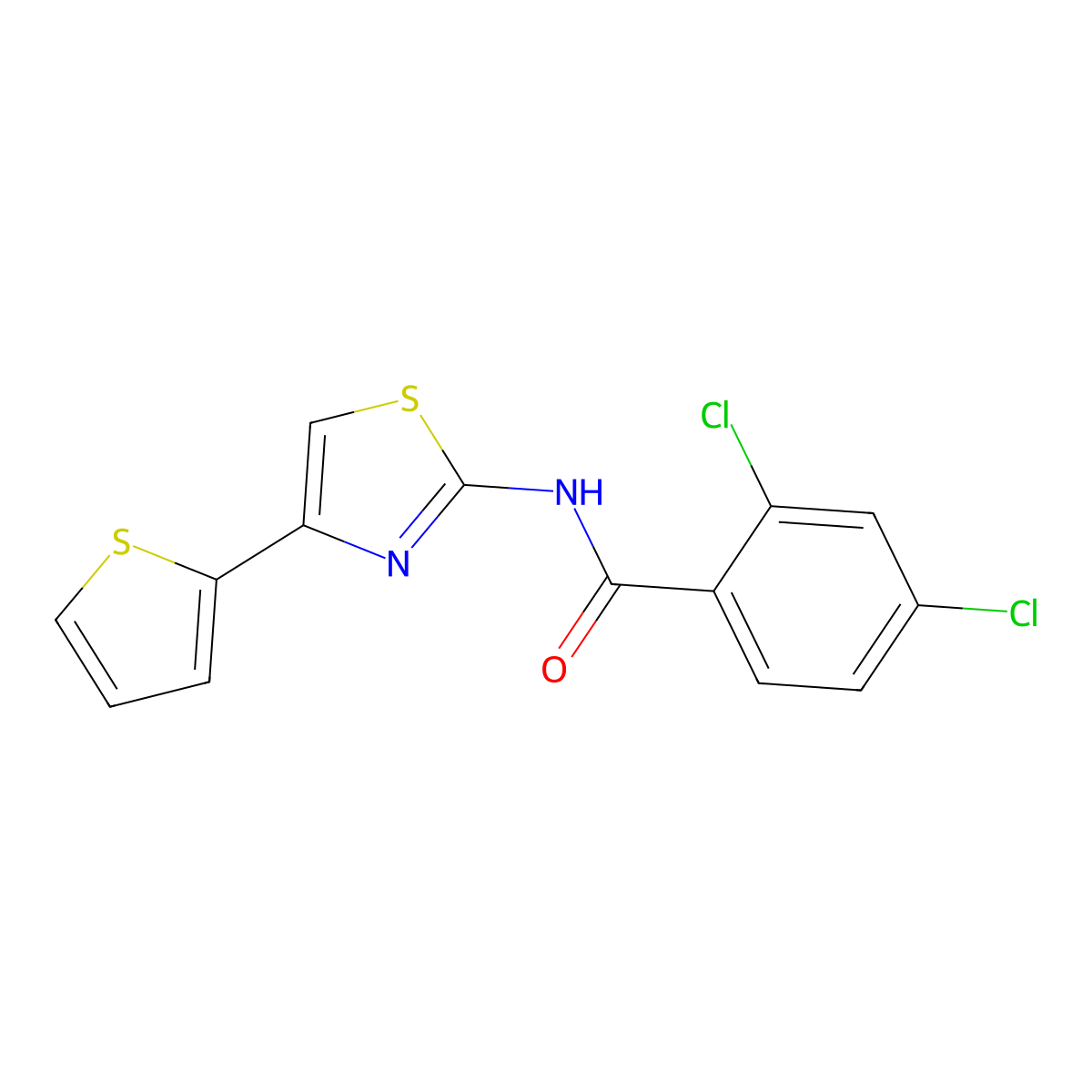 2,4-Dichloro-N-[4-(thiophen-2-YL)-1,3-thiazol-2-YL]benzamide molecular structure, CAS 300569-96-4