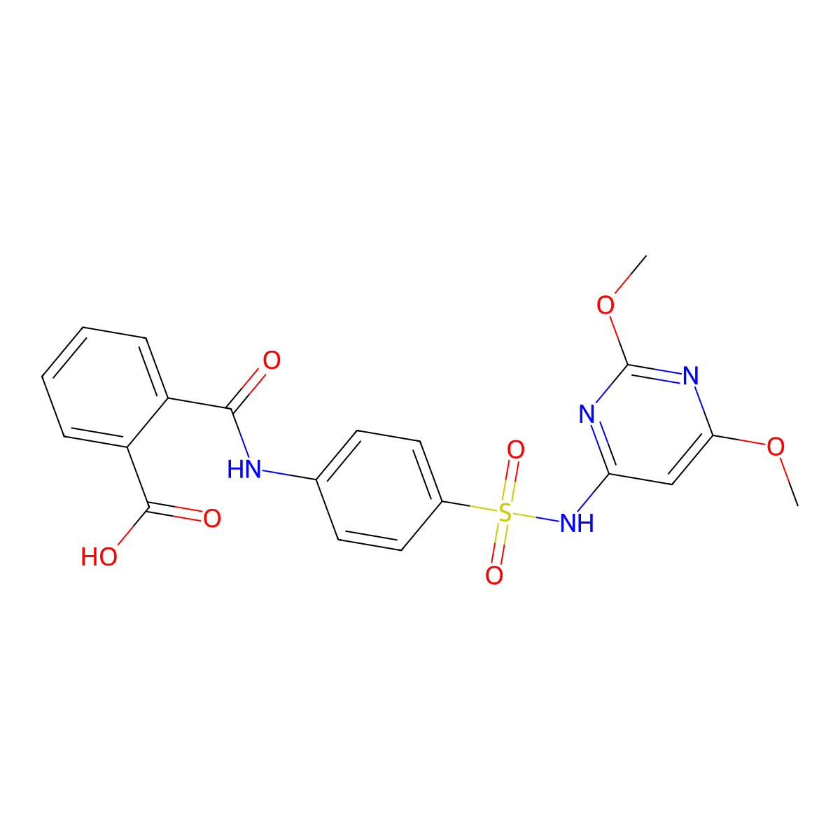 2-[[4-[(2,6-Dimethoxypyrimidin-4-yl)sulfamoyl]phenyl]carbamoyl]benzoic acid molecular structure, CAS 30057-65-9