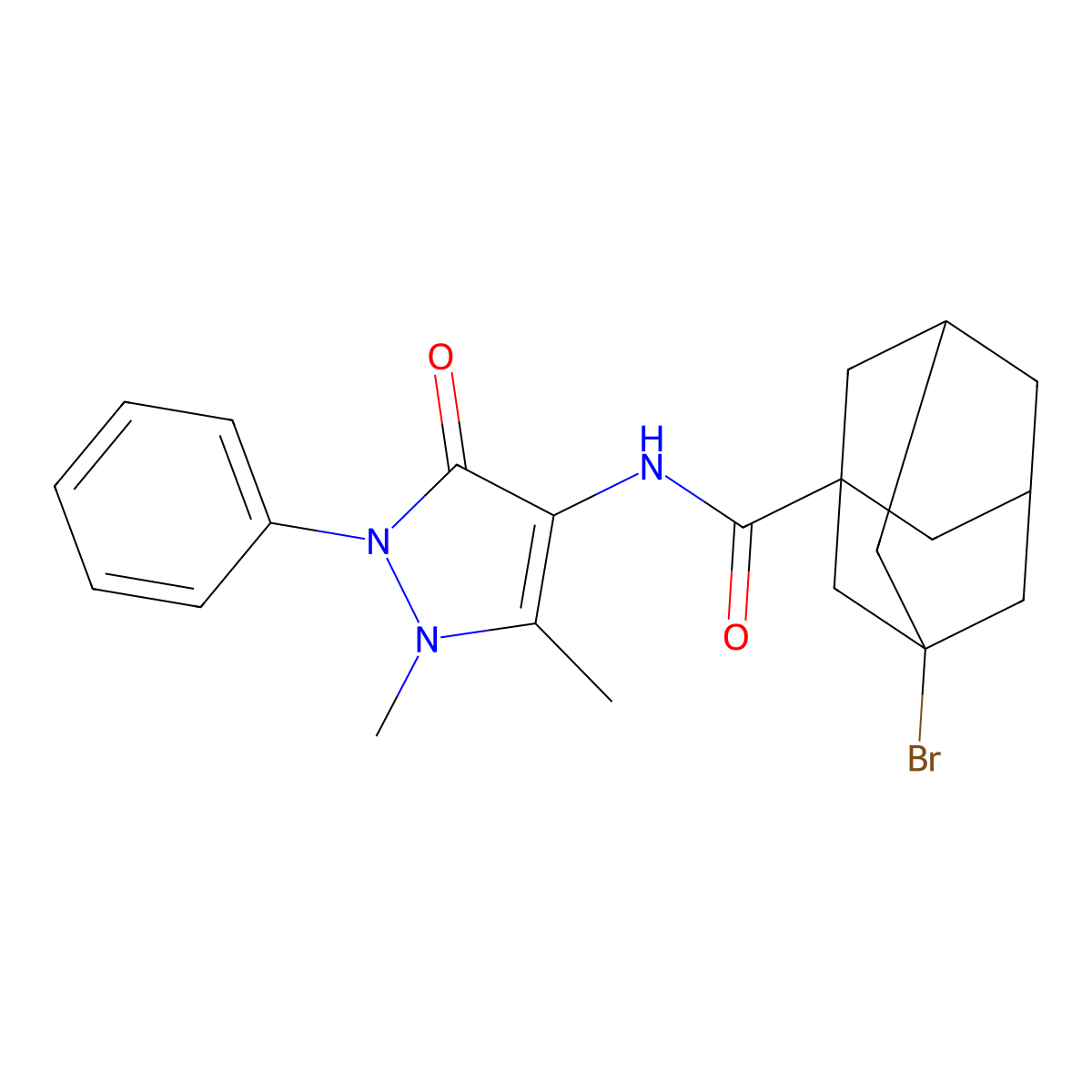 3-bromo-N-(1,5-dimethyl-3-oxo-2-phenylpyrazol-4-yl)adamantane-1-carboxamide molecular structure, CAS 300570-18-7