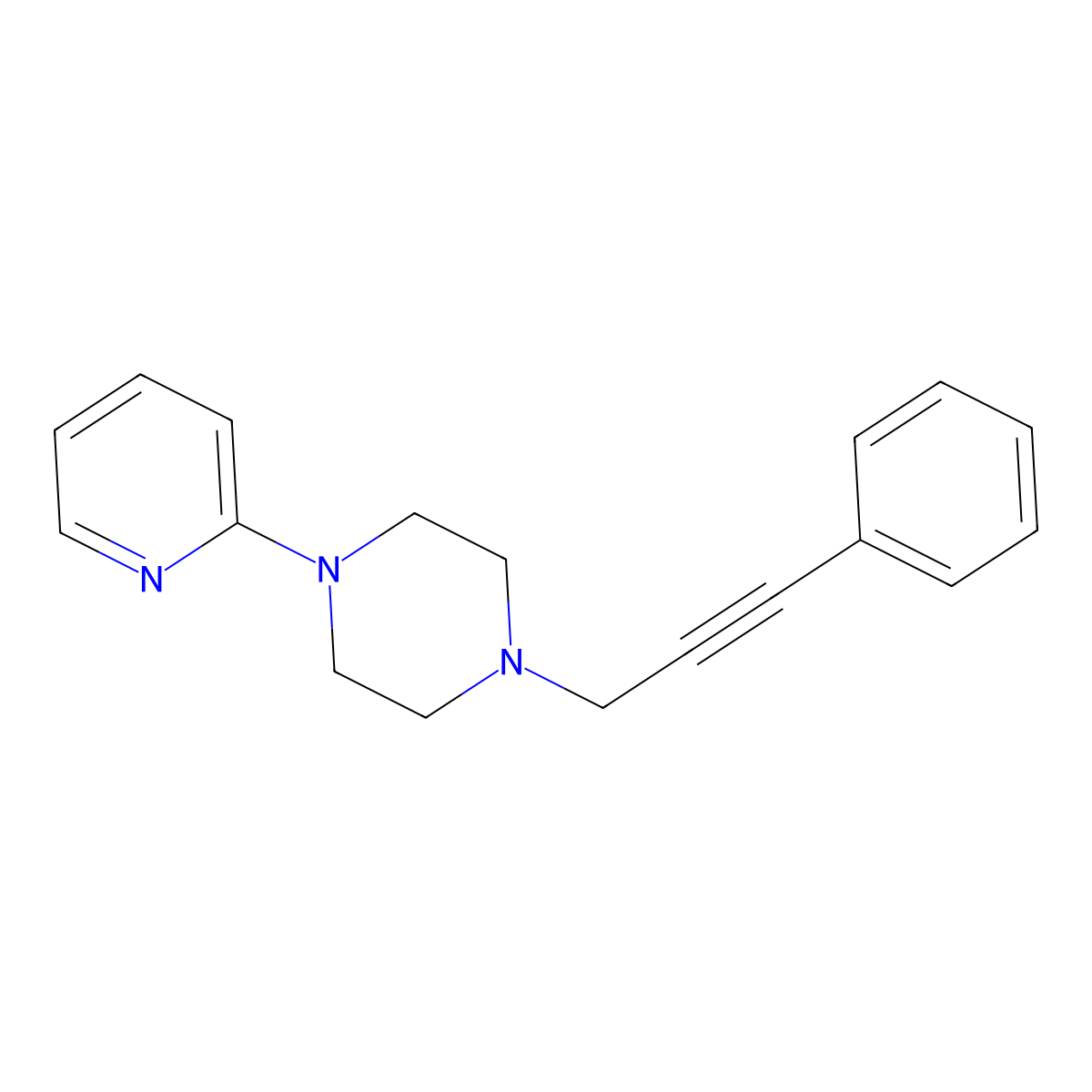 1-(3-Phenyl-prop-2-ynyl)-4-pyridin-2-yl-piperazine molecular structure, CAS 300570-21-2