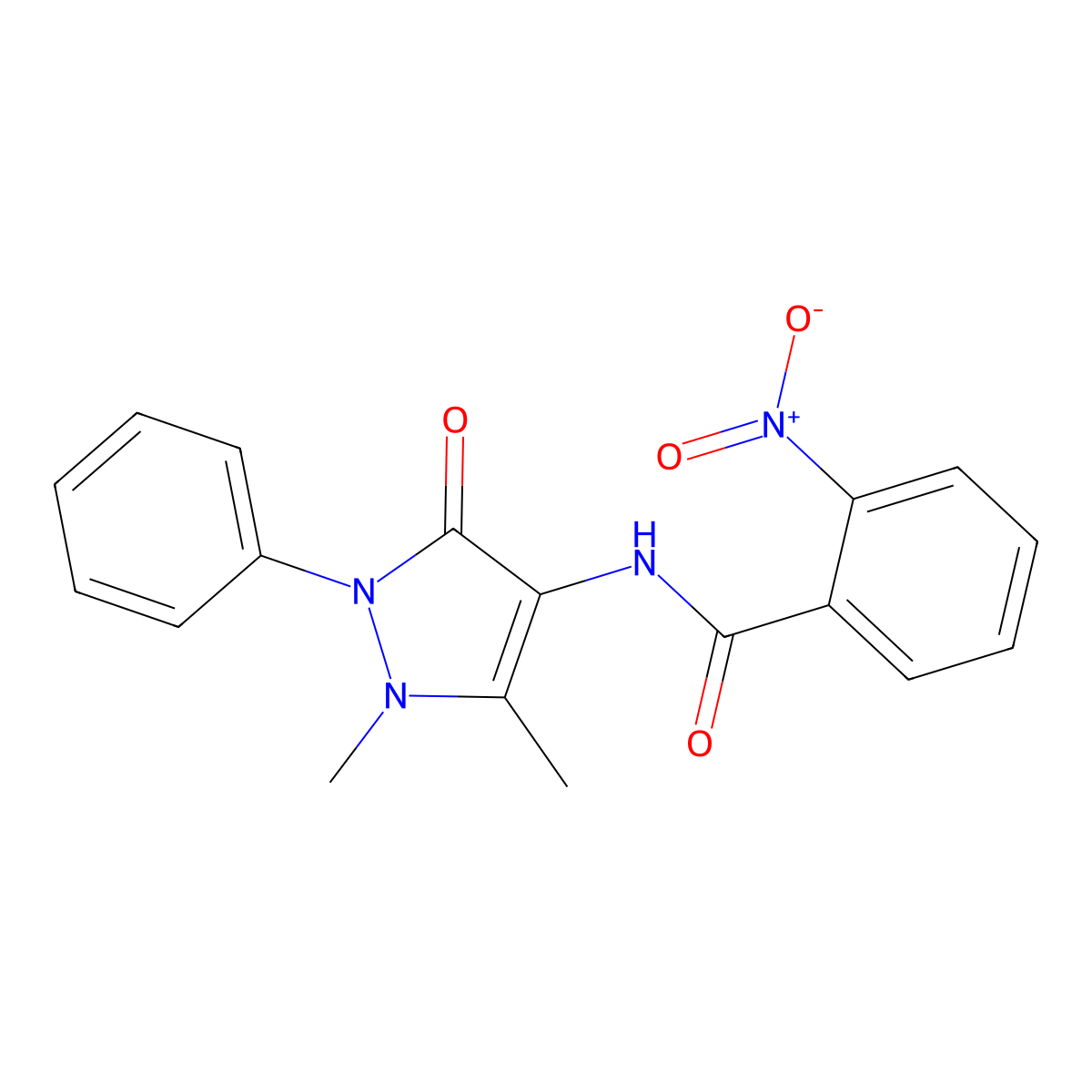 N-(1,5-dimethyl-3-oxo-2-phenyl-2,3-dihydro-1H-pyrazol-4-yl)-2-nitrobenzamide molecular structure, CAS 300570-28-9