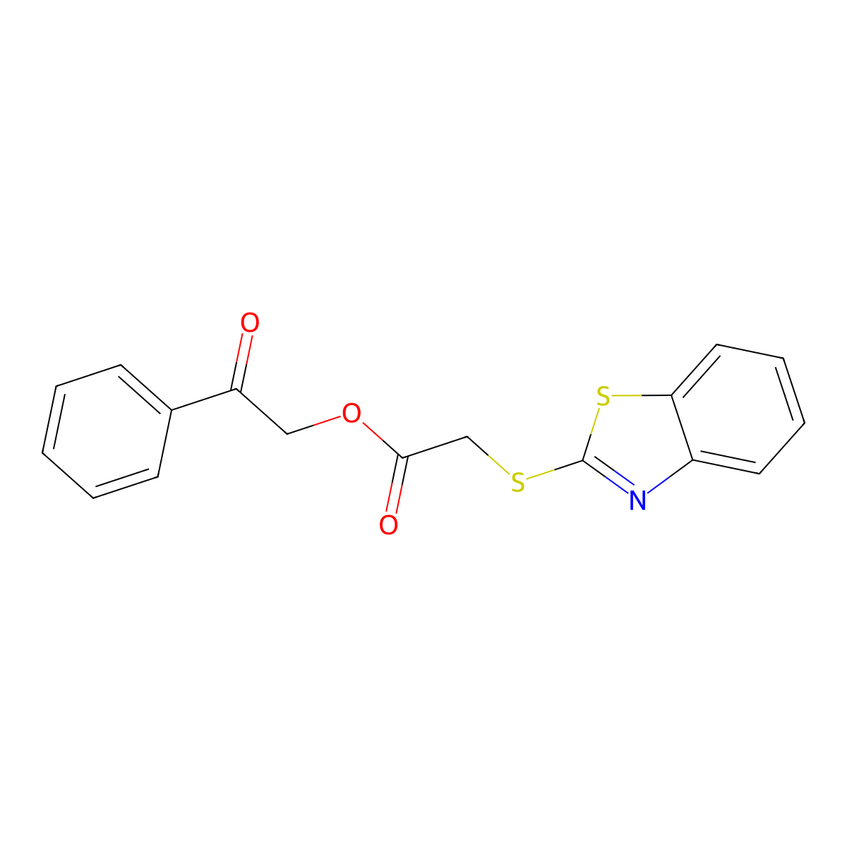 2-Oxo-2-phenylethyl 2-benzothiazol-2-ylthioacetate molecular structure, CAS 300570-86-9