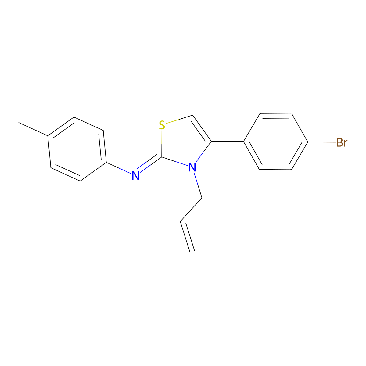 N-(3-allyl-4-(4-bromophenyl)-1,3-thiazol-2(3H)-ylidene)-N-(4-methylphenyl)amine molecular structure, CAS 300570-94-9