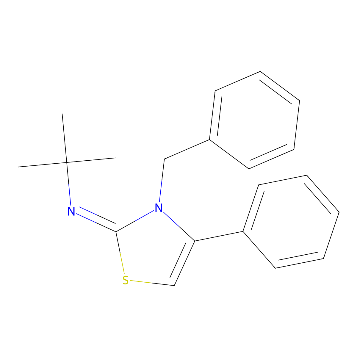 (Z)-N-(3-benzyl-4-phenylthiazol-2(3H)-ylidene)-2-methylpropan-2-amine molecular structure, CAS 300570-96-1