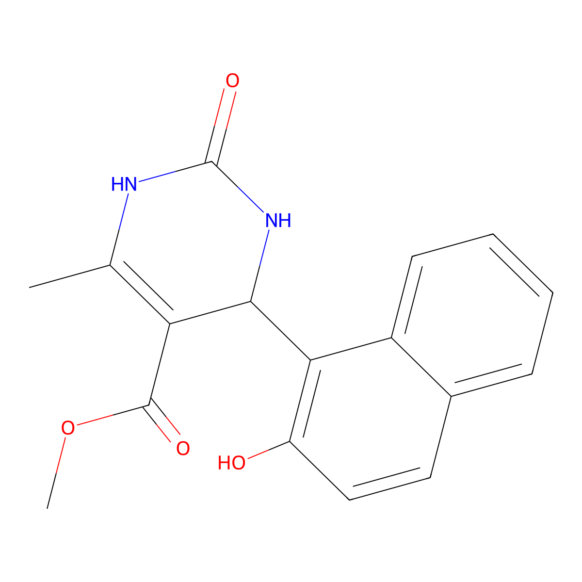 Methyl 4-(2-hydroxynaphthalen-1-yl)-6-methyl-2-oxo-1,2,3,4-tetrahydropyrimidine-5-carboxylate molecular structure, CAS 300571-17-9