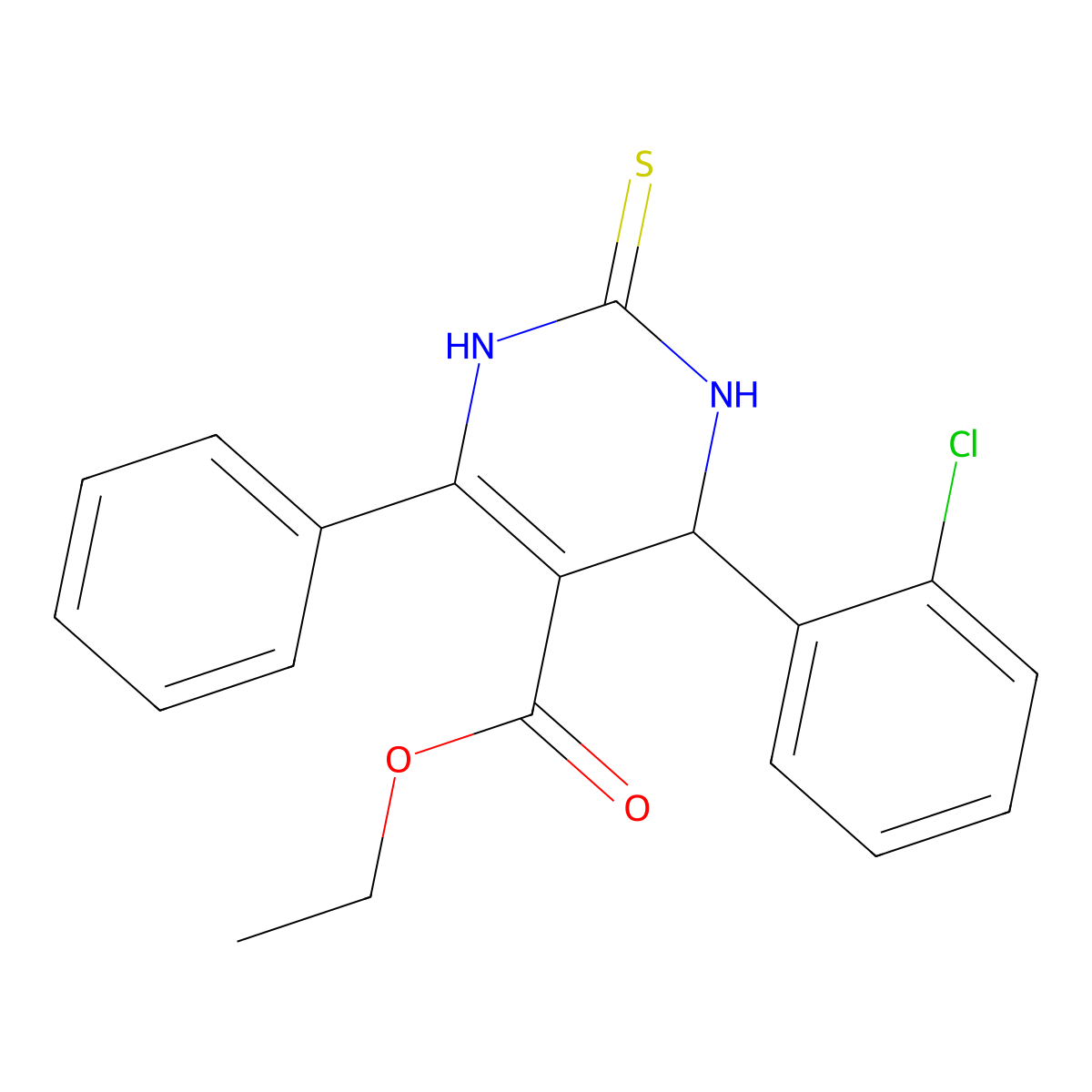 Ethyl 4-(2-chlorophenyl)-6-phenyl-2-thioxo-1,2,3,4-tetrahydropyrimidine-5-carboxylate molecular structure, CAS 300571-30-6