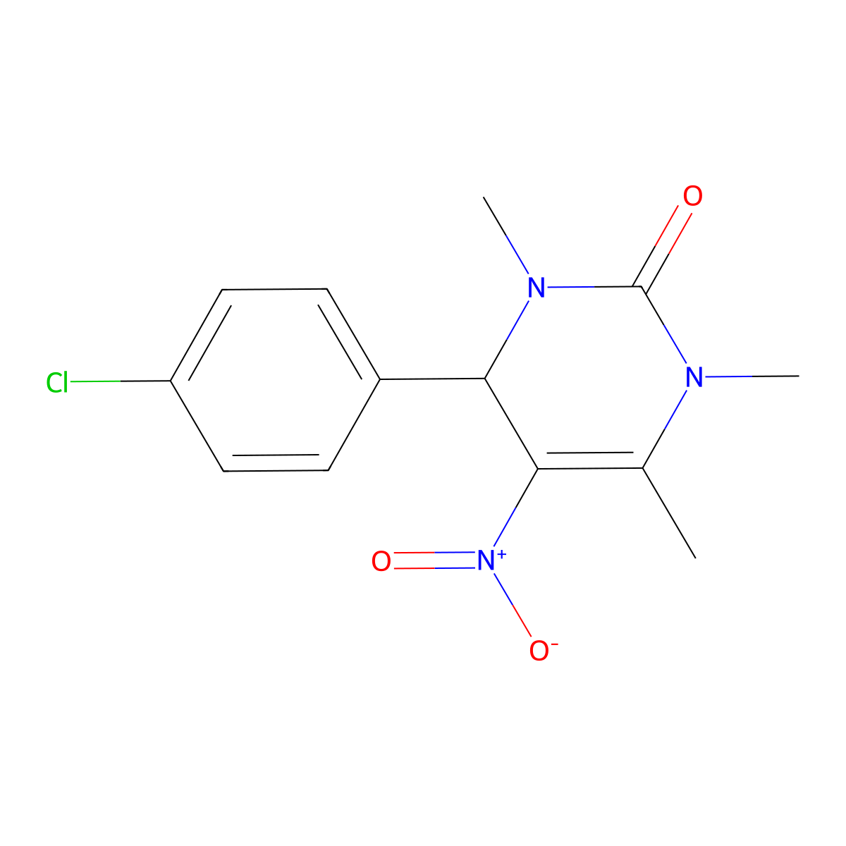 4-(4-chlorophenyl)-1,3,6-trimethyl-5-nitro-3,4-dihydropyrimidin-2(1H)-one molecular structure, CAS 300571-43-1