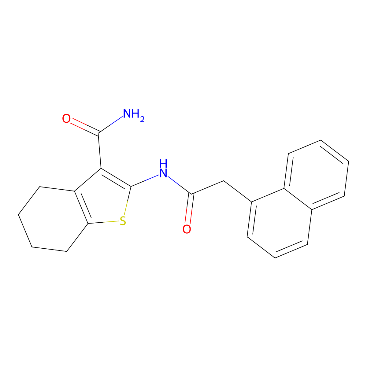 2-(2-(Naphthalen-1-yl)acetamido)-4,5,6,7-tetrahydrobenzo[b]thiophene-3-carboxamide molecular structure, CAS 300571-89-5