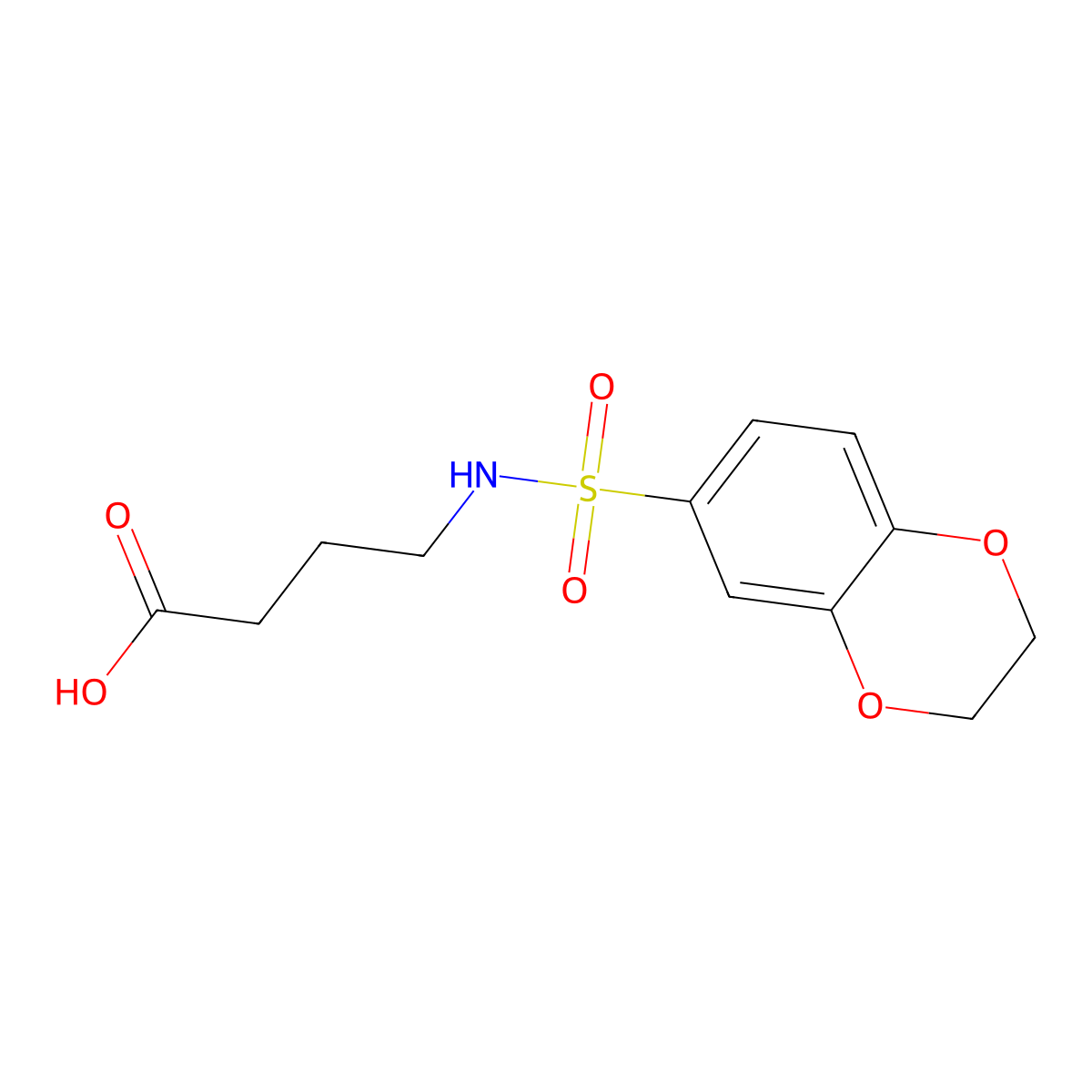 4-(2,3-Dihydro-benzo(1,4)dioxine-6-sulfonylamino)-butyric acid molecular structure, CAS 300571-94-2