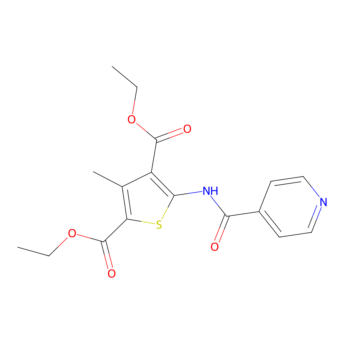 Diethyl 5-(isonicotinamido)-3-methylthiophene-2,4-dicarboxylate molecular structure, CAS 300572-02-5