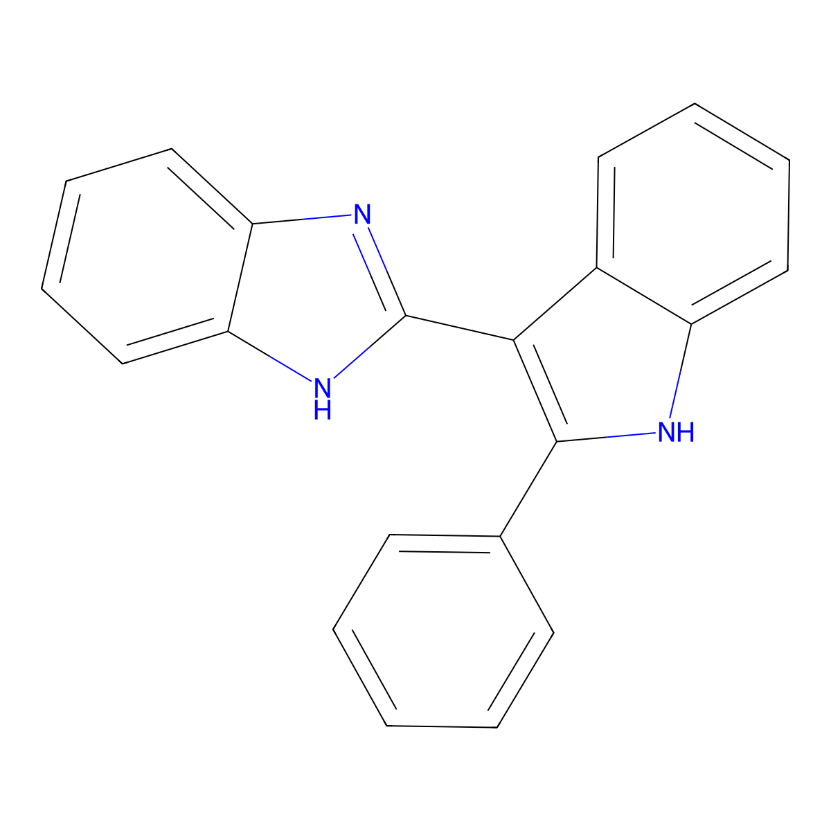 1H-Benzimidazole, 2-(2-phenyl-1H-indol-3-yl)- molecular structure, CAS 300572-26-3