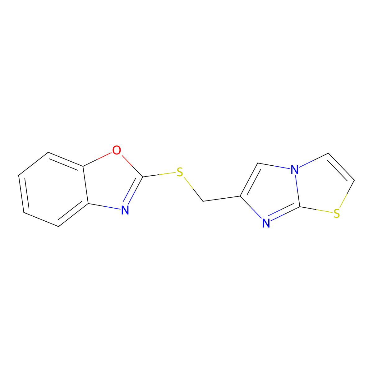 2-((Imidazo[2,1-b]thiazol-6-ylmethyl)thio)benzo[d]oxazole molecular structure, CAS 300572-38-7