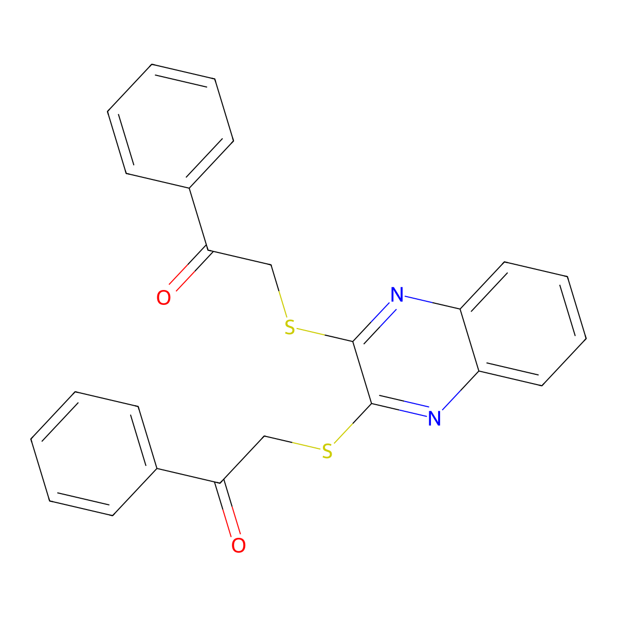 2-(3-Phenacylsulfanylquinoxalin-2-yl)sulfanyl-1-phenylethanone molecular structure, CAS 300572-40-1
