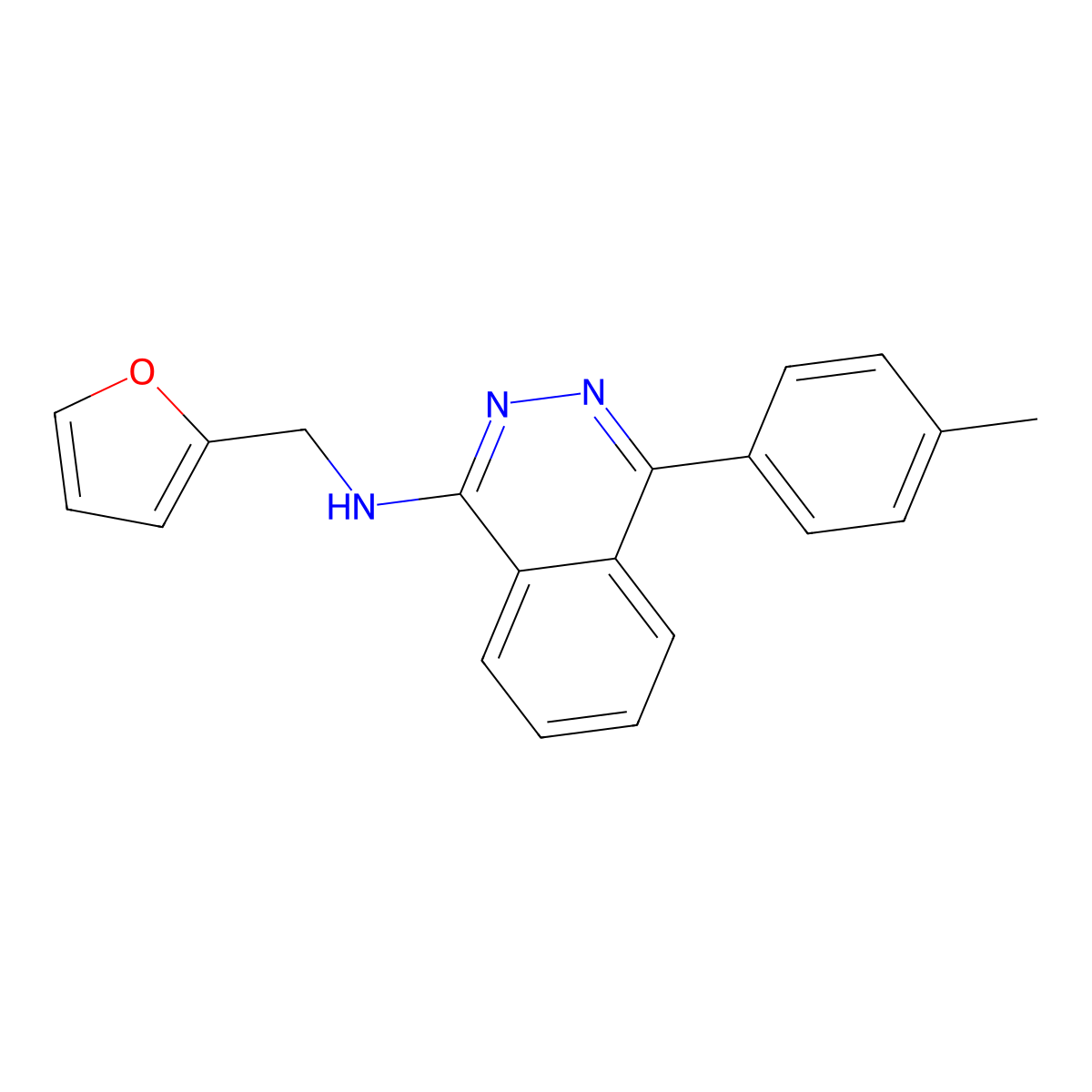 N-(furan-2-ylmethyl)-4-(4-methylphenyl)phthalazin-1-amine molecular structure, CAS 300572-43-4