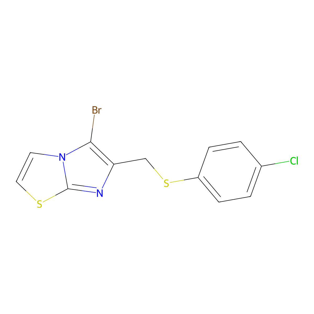 5-Bromo-6-(((4-chlorophenyl)thio)methyl)imidazo[2,1-b]thiazole molecular structure, CAS 300572-89-8