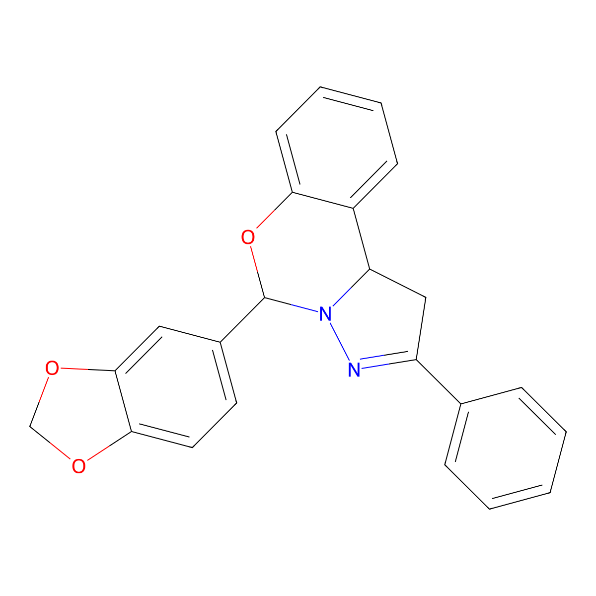 5-(1,3-Benzodioxol-5-yl)-2-phenyl-1,10b-dihydropyrazolo[1,5-c][1,3]benzoxazine molecular structure, CAS 300573-13-1