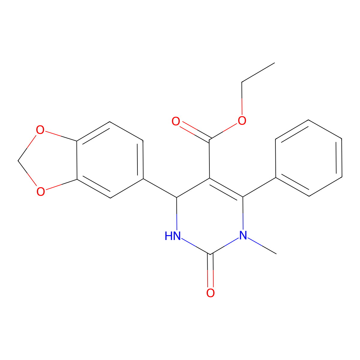 ethyl 4-(2H-1,3-benzodioxol-5-yl)-1-methyl-2-oxo-6-phenyl-1,2,3,4-tetrahydropyrimidine-5-carboxylate molecular structure, CAS 300573-56-2
