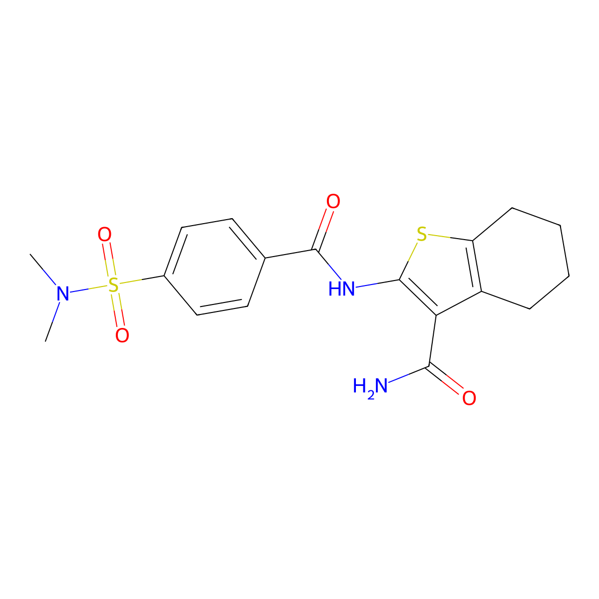 2-[4-(Dimethylsulfamoyl)benzamido]-4,5,6,7-tetrahydro-1-benzothiophene-3-carboxamide molecular structure, CAS 300573-70-0