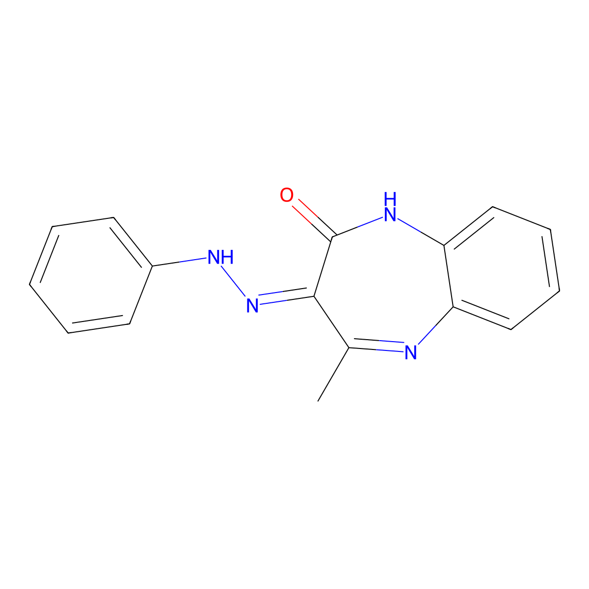 4-Methyl-3-(2-phenylhydrazinyl)-1,5-benzodiazepin-2-one molecular structure, CAS 300573-85-7