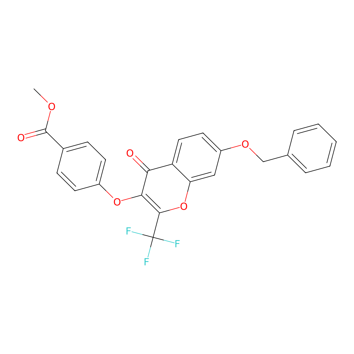 Methyl 4-[4-oxo-7-phenylmethoxy-2-(trifluoromethyl)chromen-3-yl]oxybenzoate molecular structure, CAS 300573-97-1