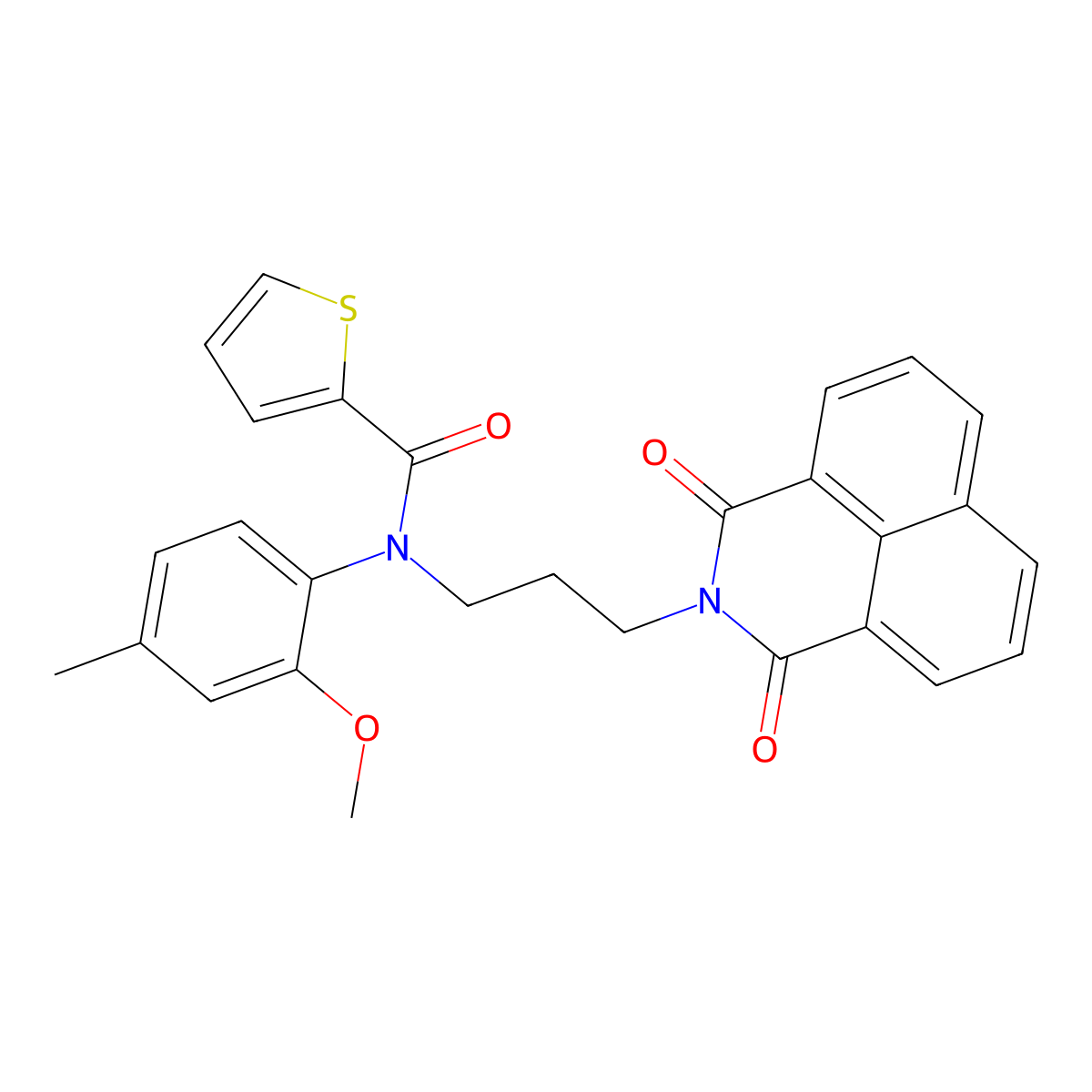 N-[3-(1,3-dioxo-2-benzo[de]isoquinolinyl)propyl]-N-(2-methoxy-4-methylphenyl)-2-thiophenecarboxamide molecular structure, CAS 300574-21-4