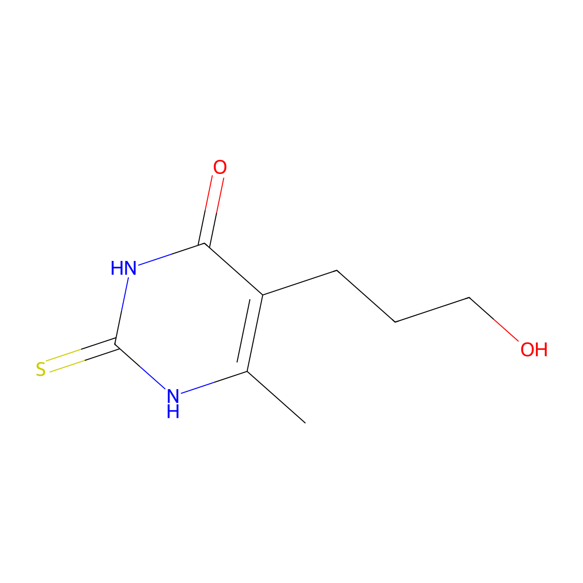 5-(3-hydroxypropyl)-6-methyl-2-sulfanylidene-1H-pyrimidin-4-one molecular structure, CAS 300574-56-5