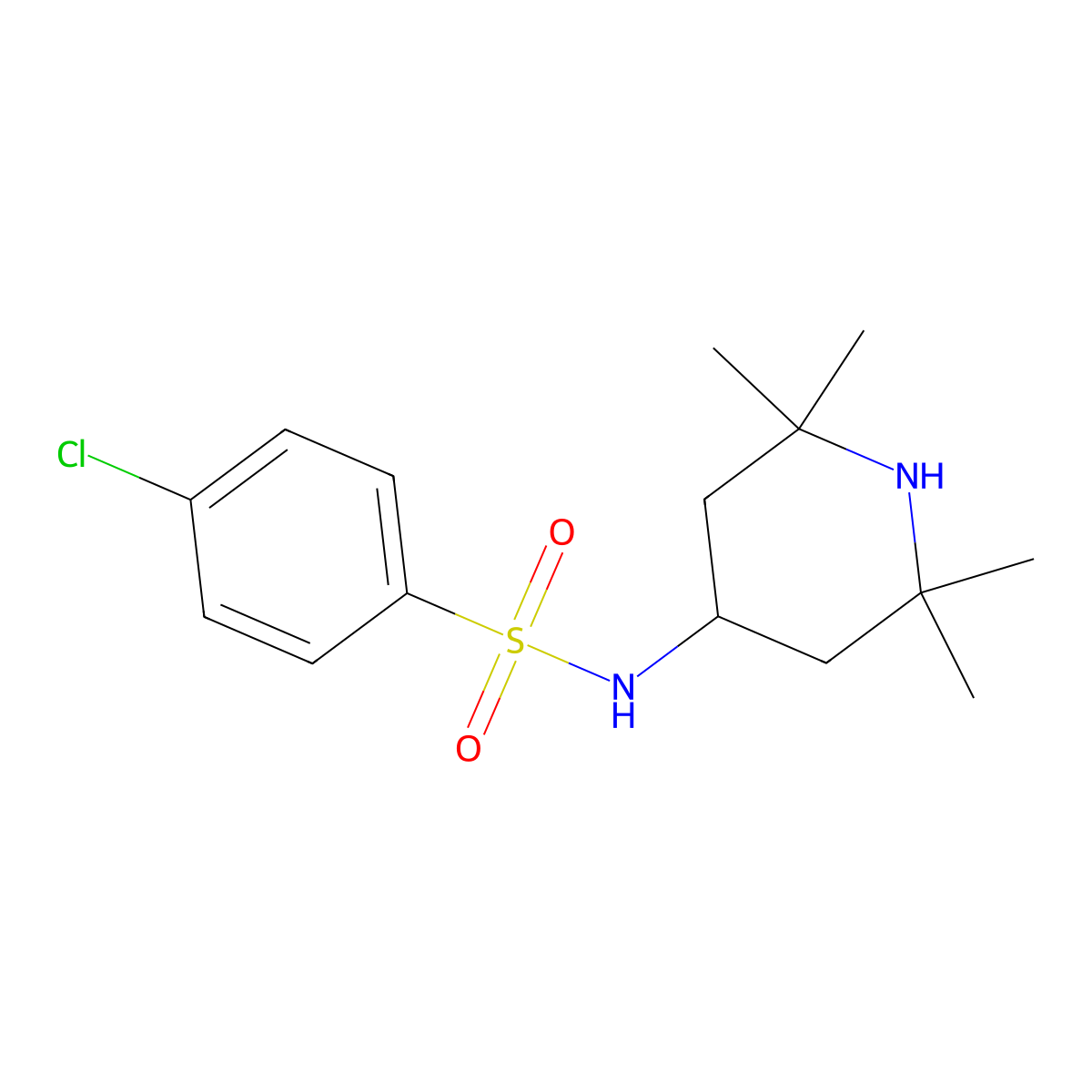 4-chloro-N-(2,2,6,6-tetramethylpiperidin-4-yl)benzenesulfonamide molecular structure, CAS 300574-75-8