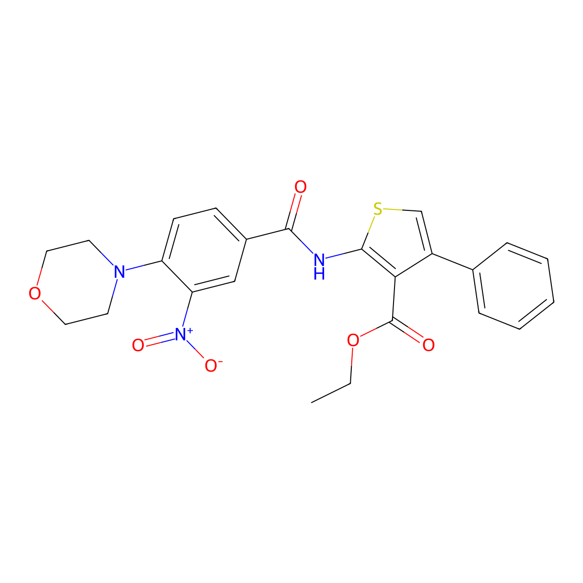 Ethyl 2-(4-morpholino-3-nitrobenzamido)-4-phenylthiophene-3-carboxylate molecular structure, CAS 300574-88-3