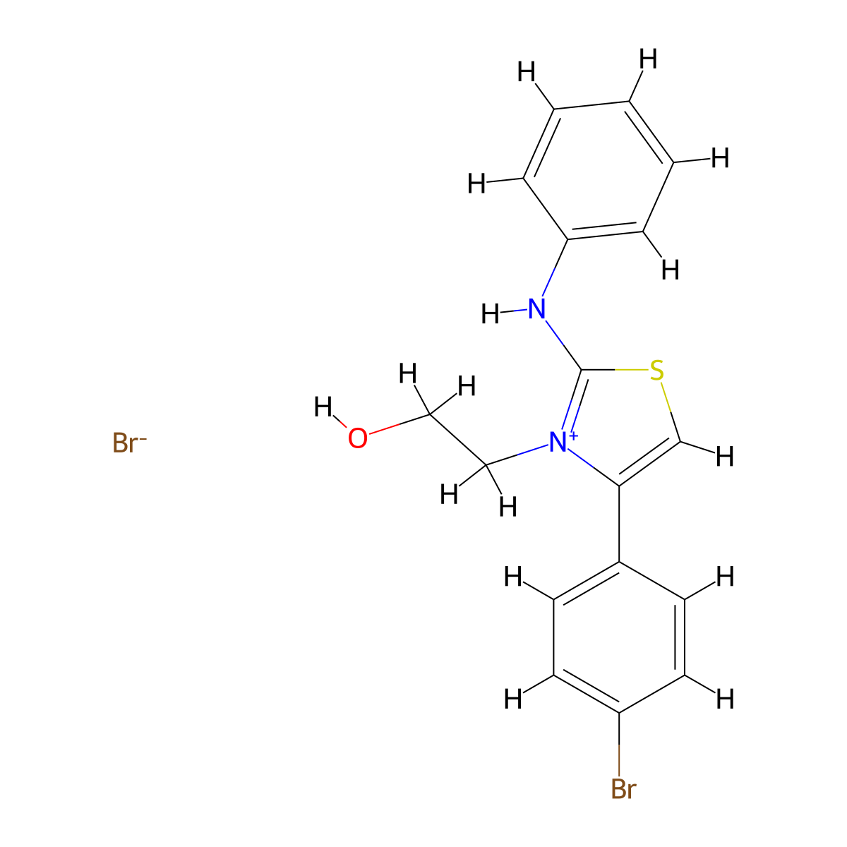 4-(4-Bromophenyl)-3-(2-hydroxyethyl)-2-(phenylamino)thiazol-3-ium bromide molecular structure, CAS 300576-76-5