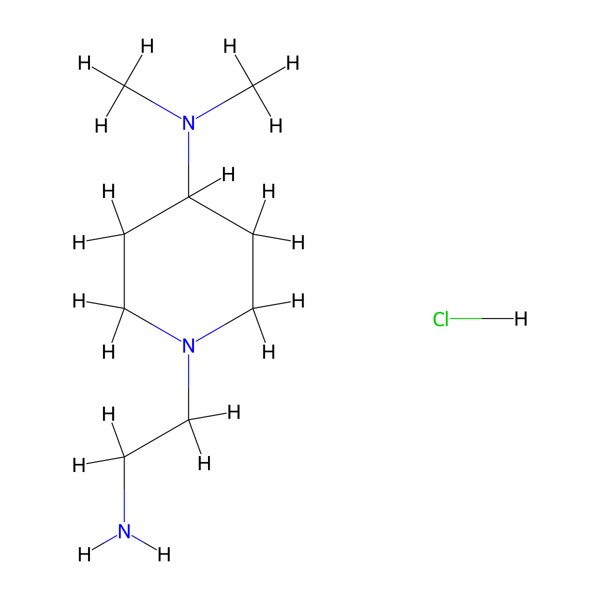 1-(2-aminoethyl)-N,N-dimethylpiperidin-4-amine hydrochloride molecular structure, CAS 300578-44-3