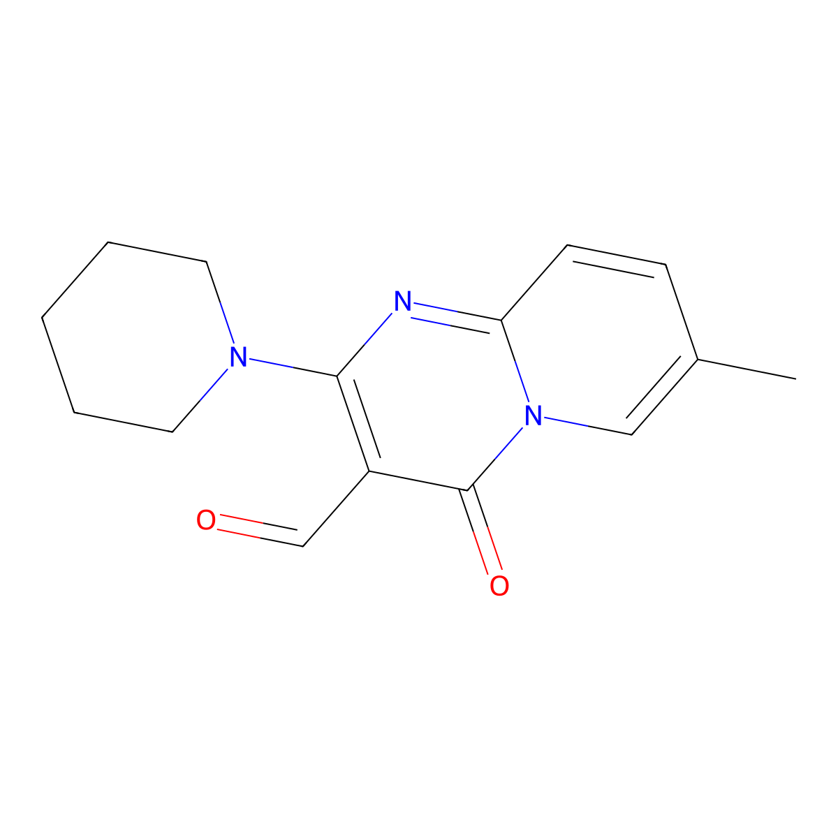 7-Methyl-4-oxo-2-piperidin-1-yl-4H-pyrido[1,2-a]pyrimidine-3-carbaldehyde molecular structure, CAS 300586-42-9