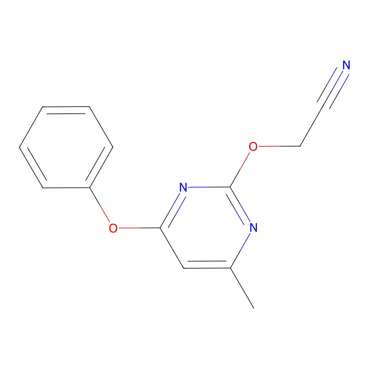 2-(4-Methyl-6-phenoxypyrimidin-2-yl)oxyacetonitrile molecular structure, CAS 300586-63-4