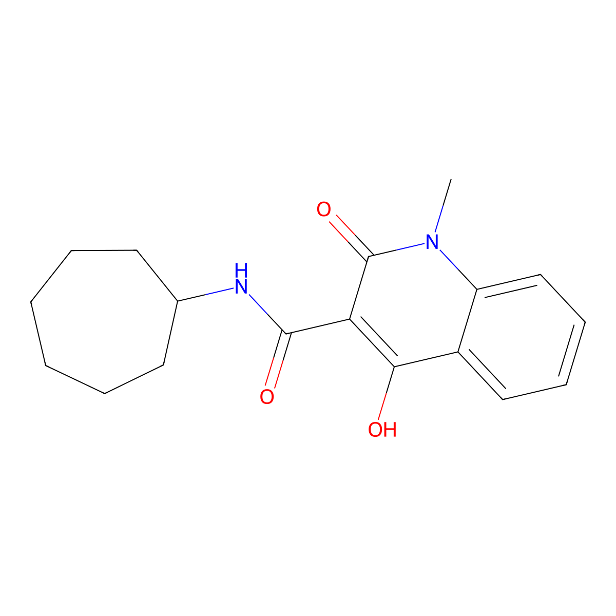 N-cycloheptyl-4-hydroxy-1-methyl-2-oxo-1,2-dihydroquinoline-3-carboxamide molecular structure, CAS 300587-24-0