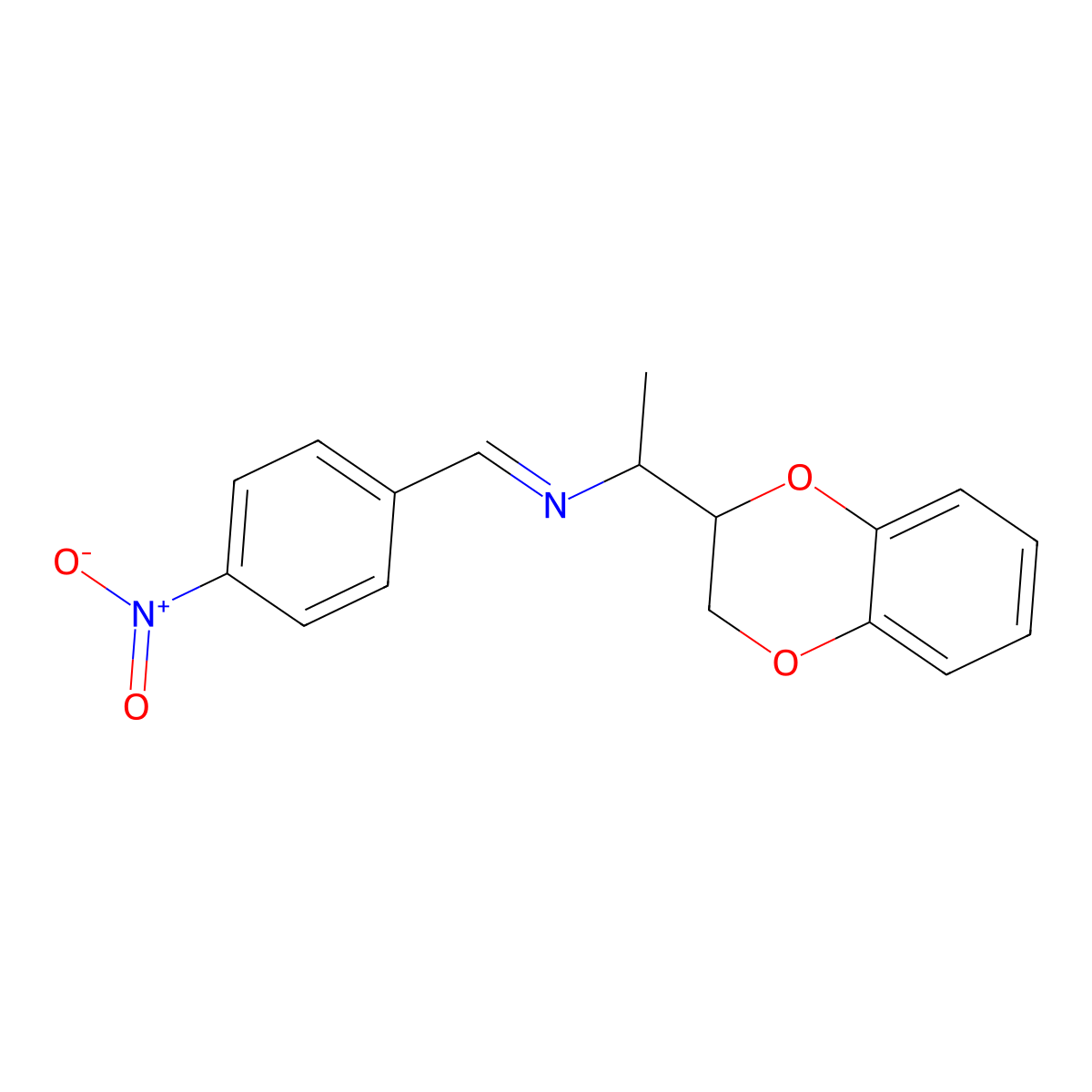 1-(2,3-dihydro-1,4-benzodioxin-2-yl)-N-(4-nitrobenzylidene)ethanamine molecular structure, CAS 300587-62-6