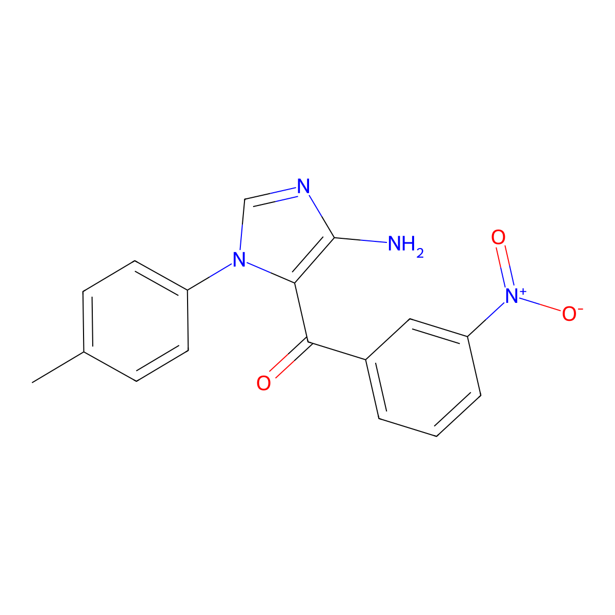 [5-Amino-3-(4-methylphenyl)imidazol-4-yl]-(3-nitrophenyl)methanone molecular structure, CAS 300587-70-6
