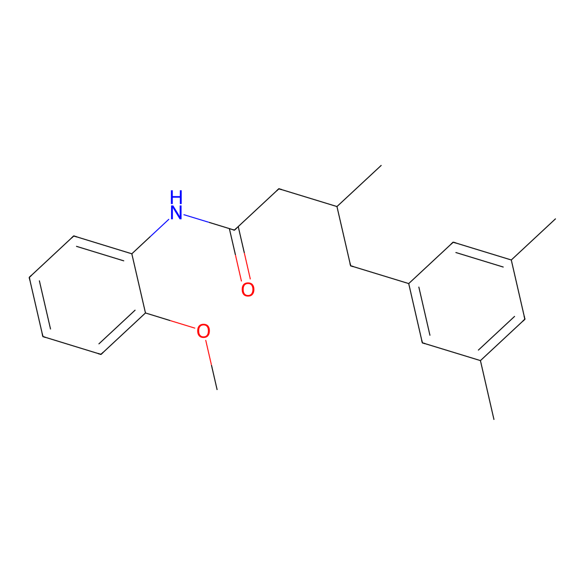 4-(3,5-dimethylphenyl)-N-(2-methoxyphenyl)-3-methylbutanamide molecular structure, CAS 300587-89-7