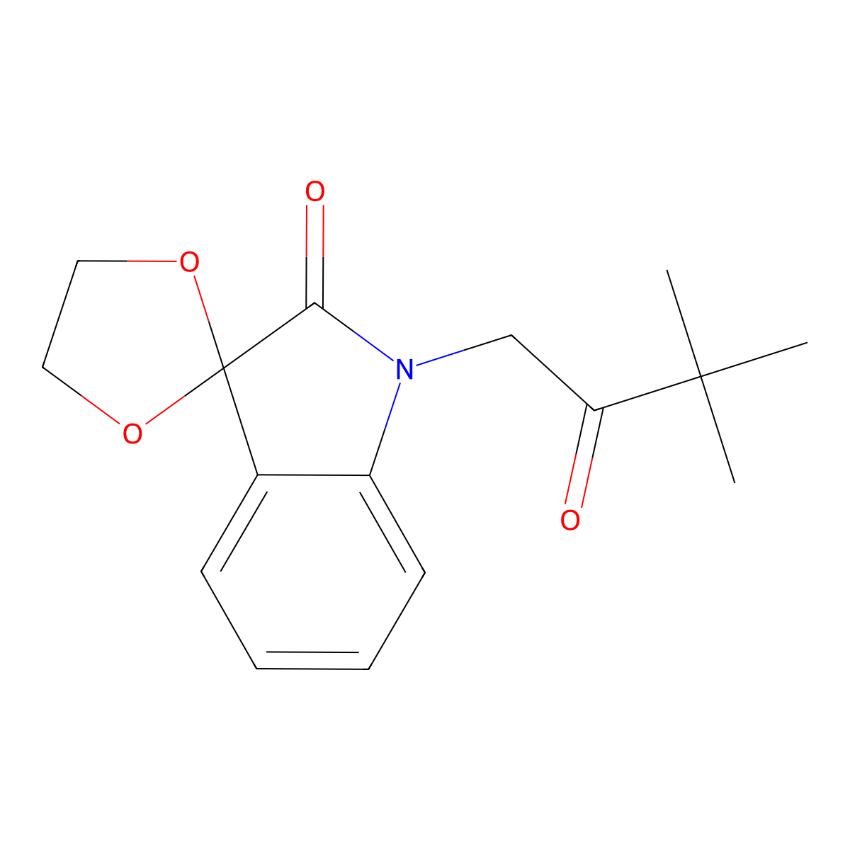 1'-(3,3-dimethyl-2-oxobutyl)spiro[1,3-dioxolane-2,3'-indol]-2'(1'H)-one molecular structure, CAS 300588-82-3
