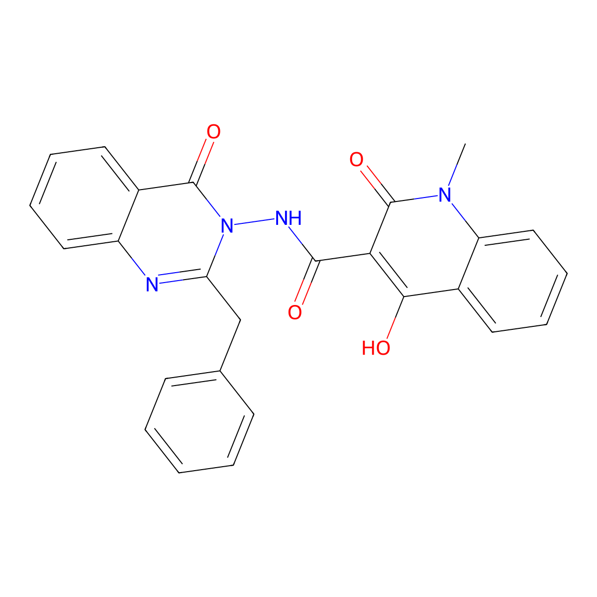 N-(2-benzyl-4-oxoquinazolin-3(4H)-yl)-4-hydroxy-1-methyl-2-oxo-1,2-dihydroquinoline-3-carboxamide molecular structure, CAS 300588-84-5