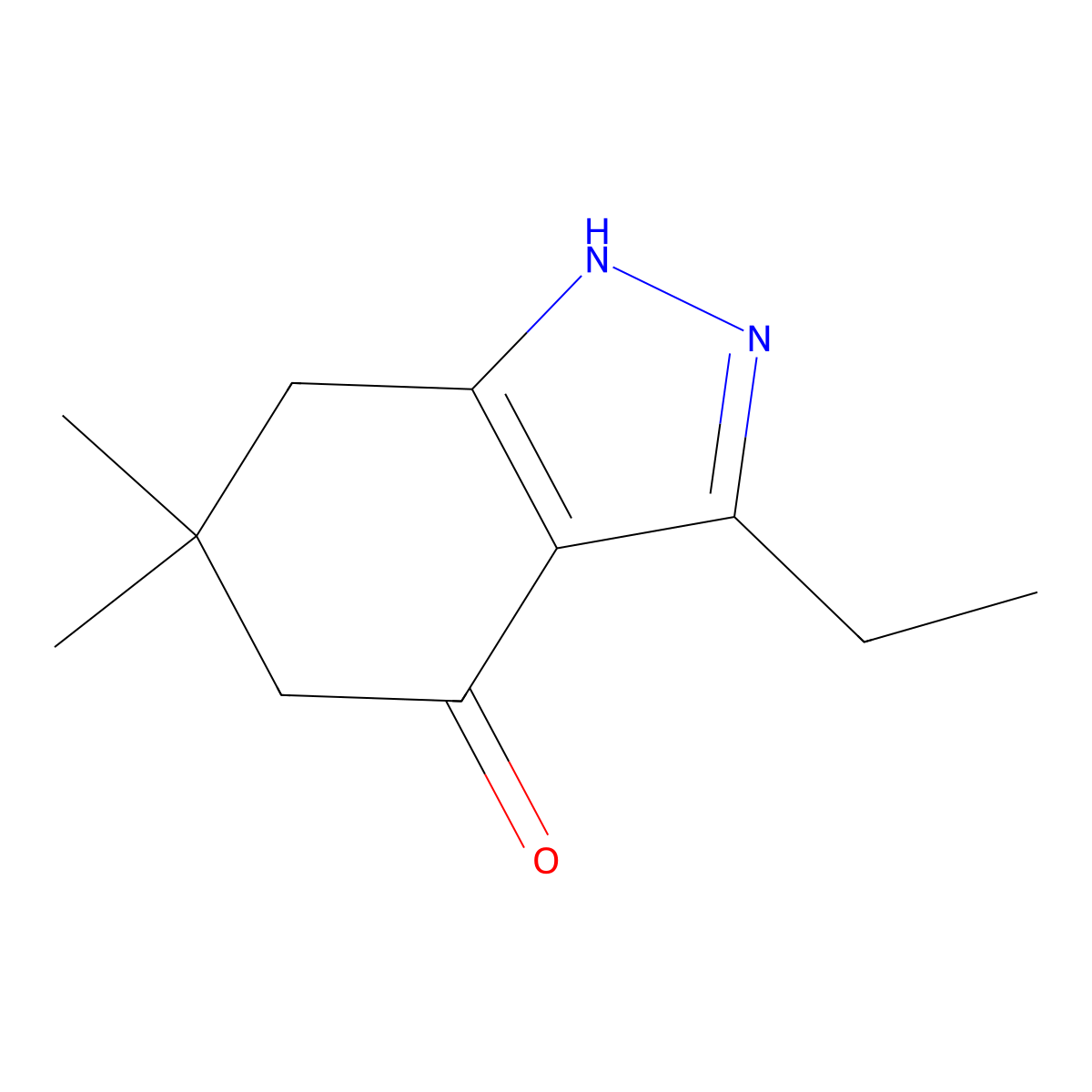 3-Ethyl-6,6-dimethyl-6,7-dihydro-1H-indazol-4(5H)-one molecular structure, CAS 300588-98-1