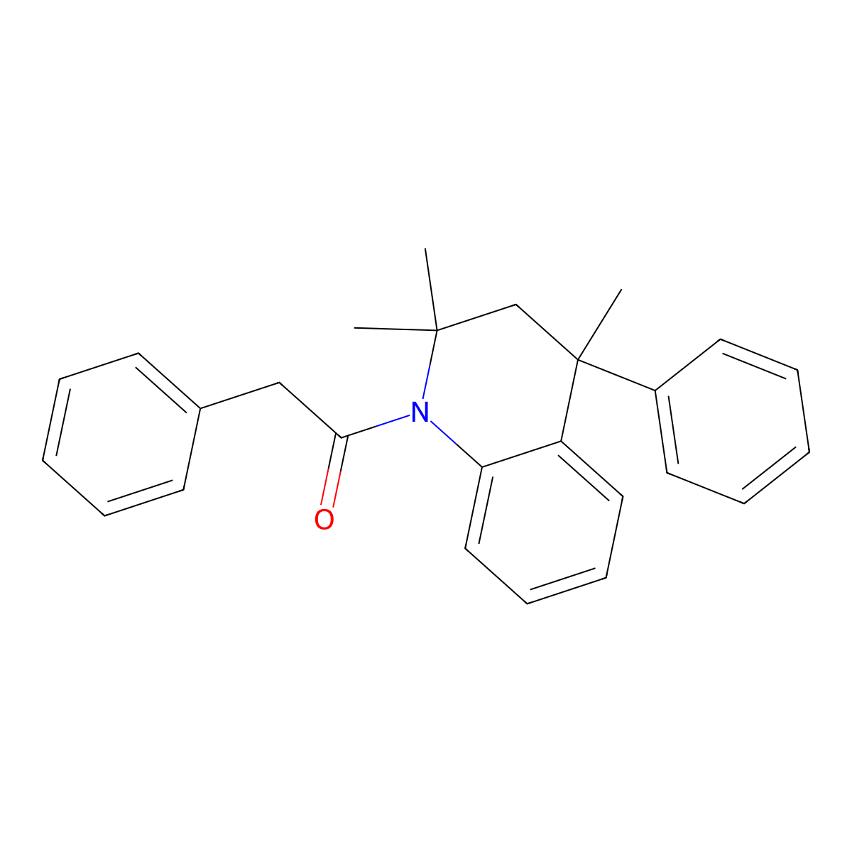 2,2,4-Trimethyl-4-phenyl-1-(phenylacetyl)-1,2,3,4-tetrahydroquinoline molecular structure, CAS 300589-08-6